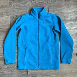 Columbia Youth Full Zip Fleece Long Sleeve Sweater Jacket Turquoise Size XL (18)